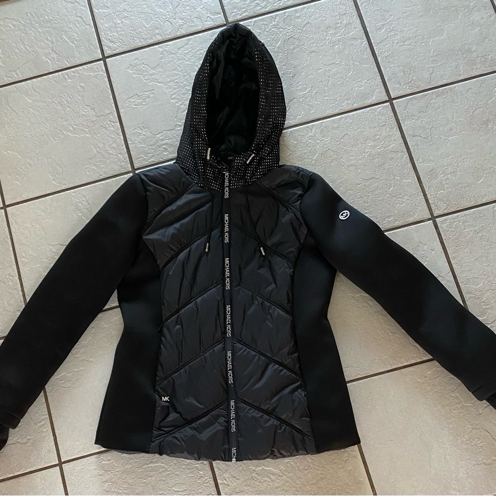 Michael Kors Women's Black Puffer Jacket with Hood